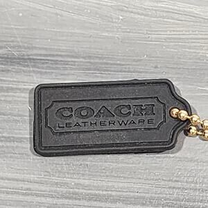 Coach Black Rubber Silicone Hang Tag Fob Bag Charm Gold Chain